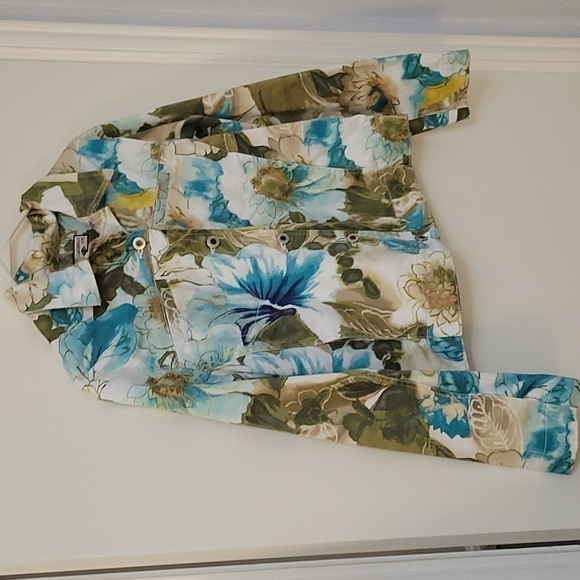 Caribbean JOE Hawaiian Tropical Floral Lightweight Festival Jacket Medium - Picture 2 of 9